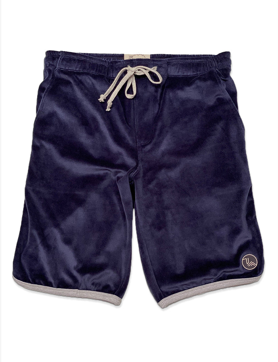 Haldeman Shorts in Navy Velour - The House of Woo